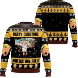 Trump Merry Christmas Shitter Was Full Ugly Christmas Sweater 1 1