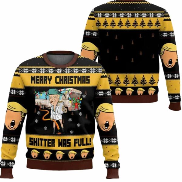 Trump Merry Christmas Shitter Was Full Ugly Christmas Sweater 1 2