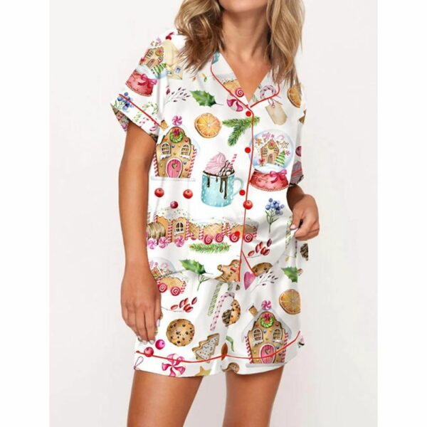 Watercolor Christmas Gingerbreads Satin Pajama Set 1