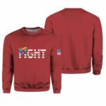 Women's Casual Red American Flag Fight Print Sweatshirt