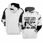 Womens Every Girl Needs A Little RIP In Her Jeans Print Casual Hoodie