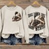 Womens Take'em To The Train Station Print Washed Sweatshirt