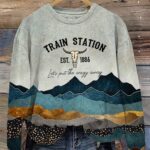 Women's Western TRAIN STATION EST. 1886 Let's put the crazy away Sweatshirt
