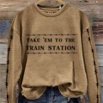 Women's Western Take'em To The Train Station Print Sweatshirt