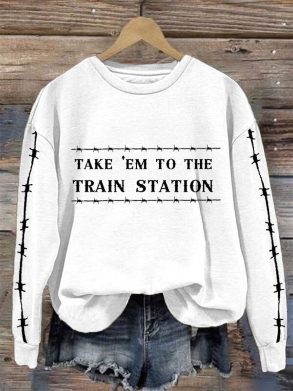 Womens Western Take'em To The Train Station Print Sweatshirt 2