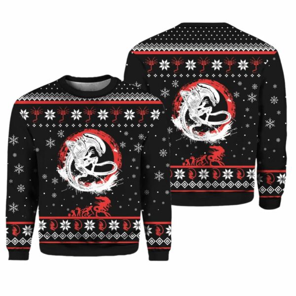 Xenomorph Alien Ugly Christmas Sweater 1 1 1