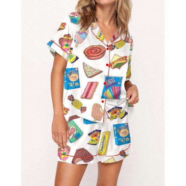 Aussie Fave Food Satin Pajama Set For Women 1