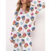 Baseball Ice Cream Drip Satin Pajama Set For Women 3