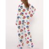 Baseball Ice Cream Drip Satin Pajama Set For Women 4