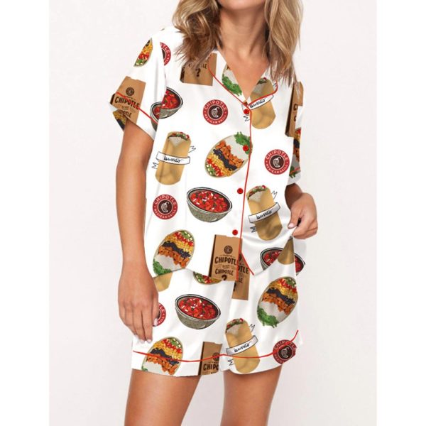 Burritos Bowls Mexican Grill Satin Pajama Set For Women 1