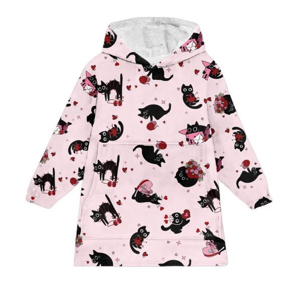 Cat Valentine's Day Blanket Hoodie