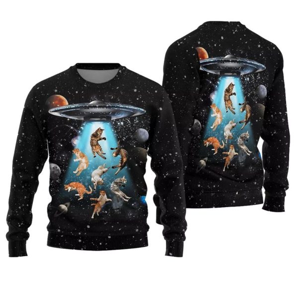 Cats in Space Ugly Christmas Sweater 1 2