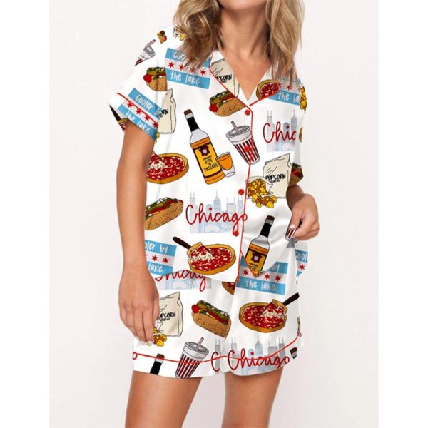 Chicago Travel Satin Pajama Set For Women 1