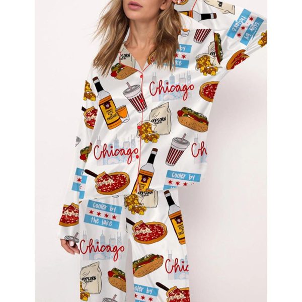 Chicago Travel Satin Pajama Set For Women 3