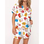 Chicken Nuggets Satin Pajama Set For Women