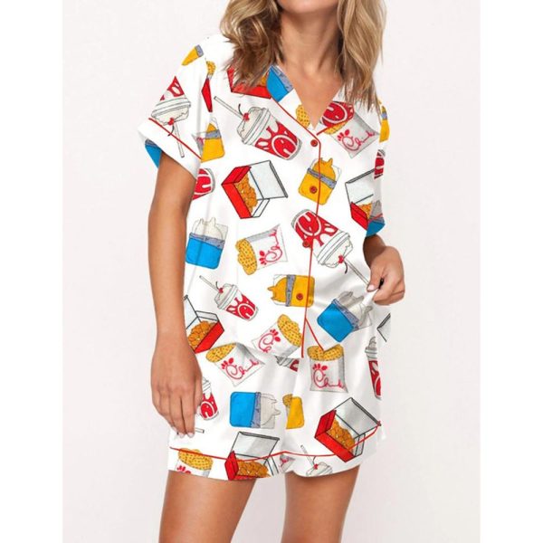 Chicken Nuggets Satin Pajama Set For Women 1