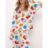 Chicken Nuggets Satin Pajama Set For Women 2