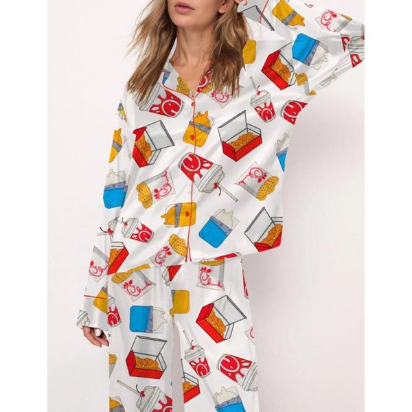 Chicken Nuggets Satin Pajama Set For Women 2