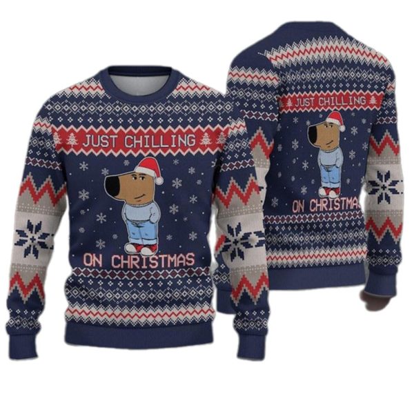 Chill Guy Just Chilling On Christmas Ugly Christmas Sweater 1 2