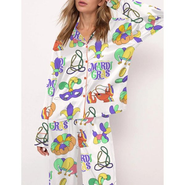 Christian Mardi Gras Satin Pajama Set For Women 2