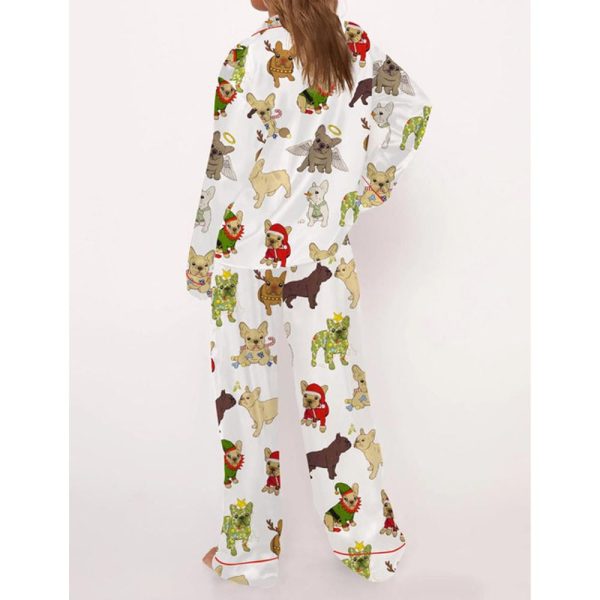 Christmas French Bulldog Satin Pajama Set For Women 3