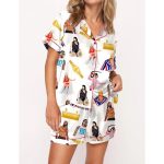 Classic Wrestler Satin Pajama Set For Women