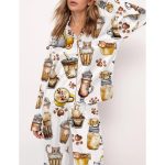 Coffee And Cats Pajama Set For Women