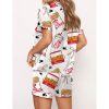 Coquette Chicken Nuggets Satin Pajama Set For Women 2