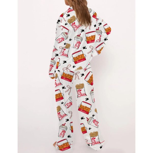 Coquette Chicken Nuggets Satin Pajama Set For Women 4