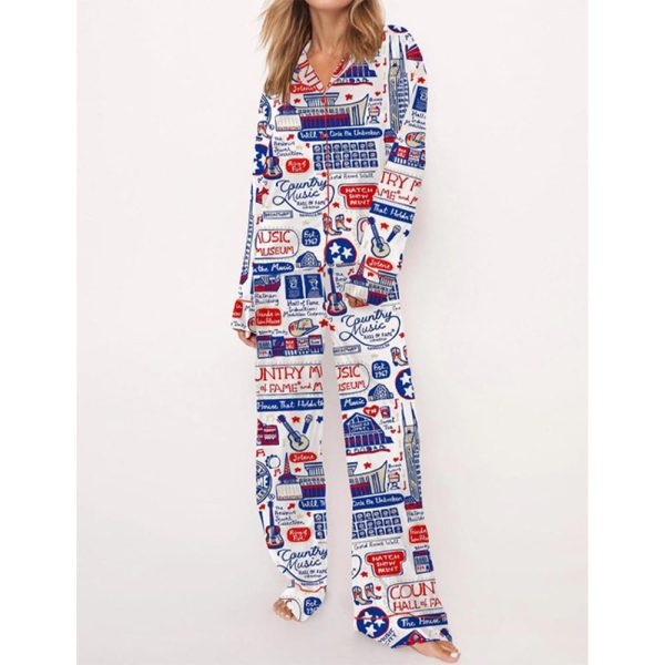 Country Music Satin Pajama Set For Women 2