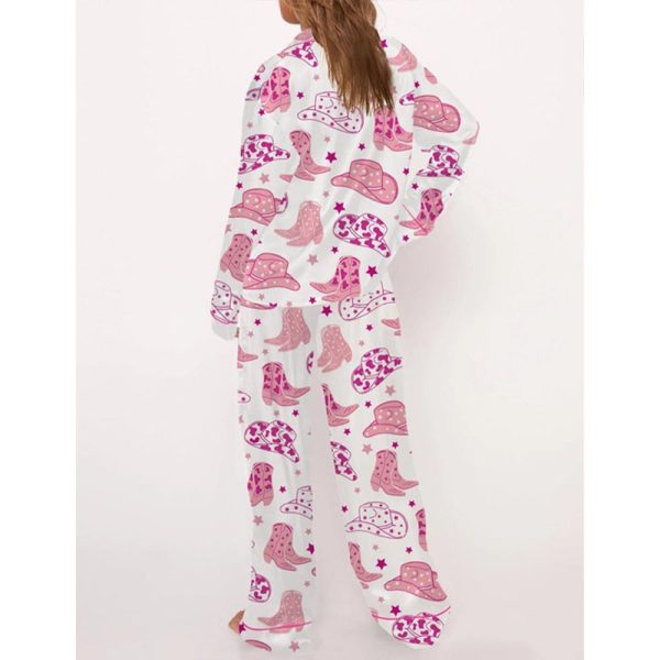 Cowboy Boot And Hat Satin Pajama Set For Women 3