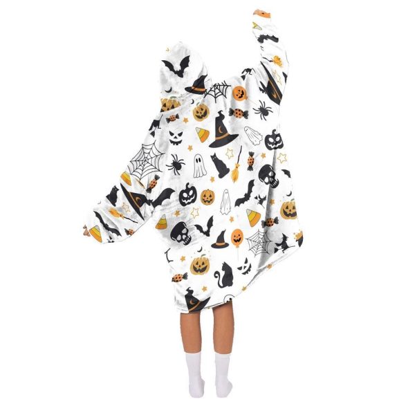 Cozy Halloween Pumpkin Ghost Spider Blanket Hoodie 2