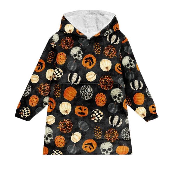 Creepy Pumpkin Blanket Hoodie 1