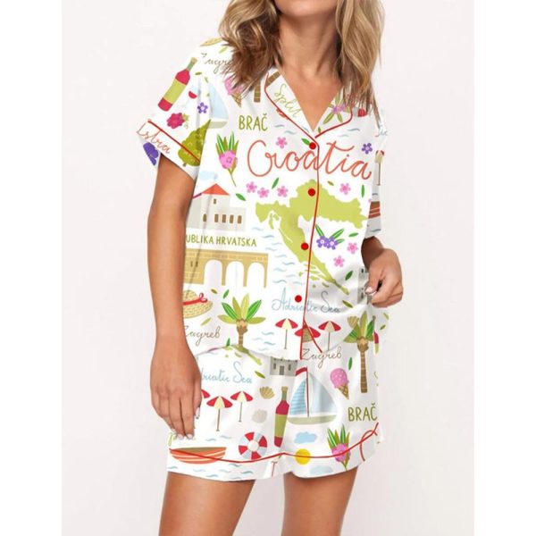 Croatia Travel Satin Pajama Set 1