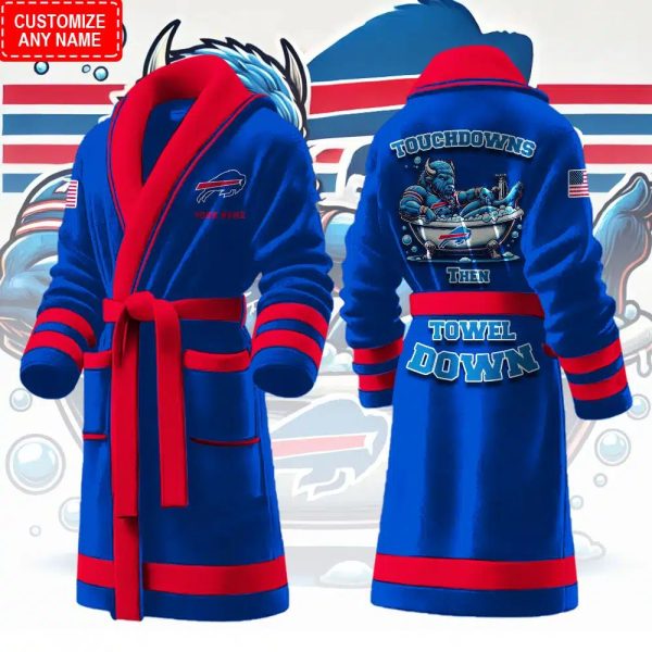 Custom Bills Touchdowns Then Towel Down Luxurious Comfort Bathrobe 2 1