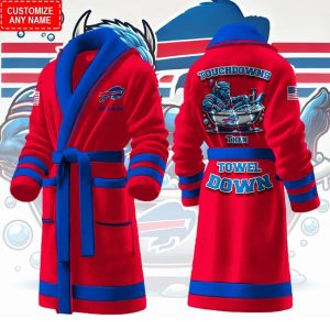 Custom Bills Touchdowns Then Towel Down Luxurious Comfort Bathrobe