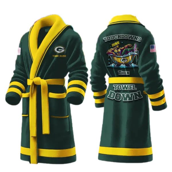 Custom Packers Touchdowns Then Towel Down Luxurious Comfort Bathrobe 3