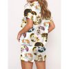 Cute Belly Cat Satin Pajama Set For Women 2