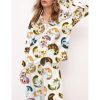 Cute Belly Cat Satin Pajama Set For Women 3