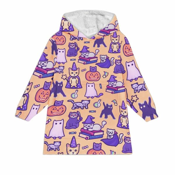 Cute Halloween Spooky Cats Blanket Hoodie 1