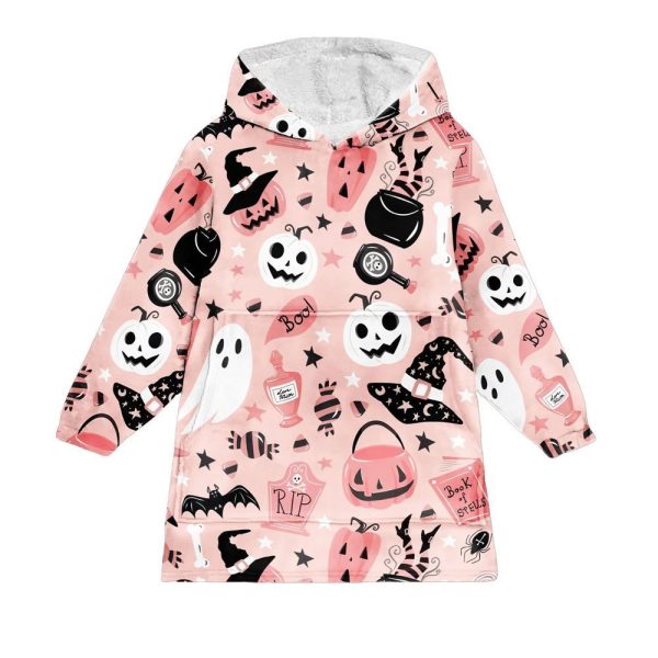 Cute Spooky Halloween Blanket Hoodie 1