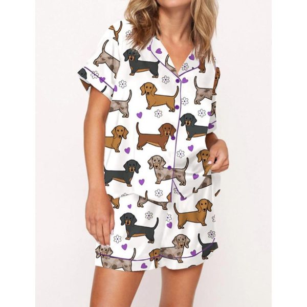 Dachshund Satin Pajama Set For Women 1