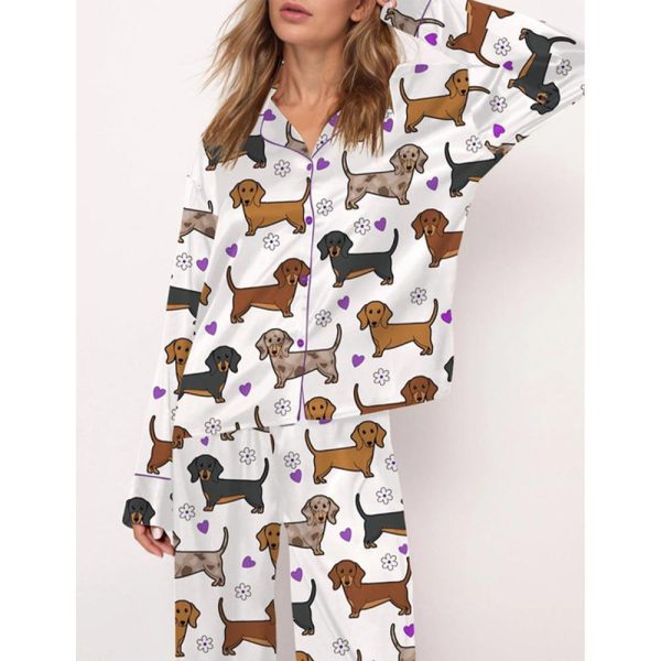 Dachshund Satin Pajama Set For Women 2