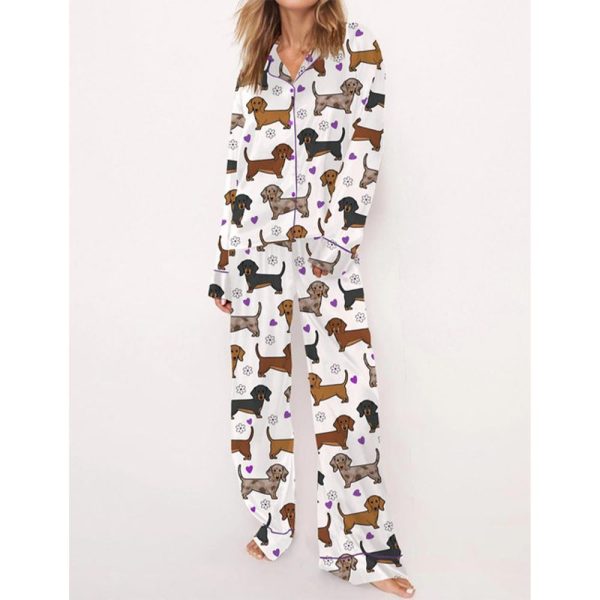 Dachshund Satin Pajama Set For Women 3