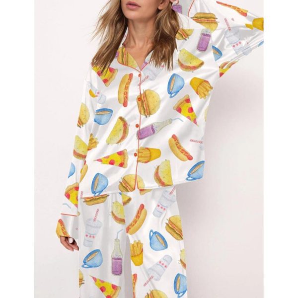 Fast Food Satin Pajama Set For Women 3