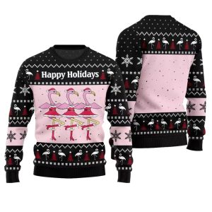 Flamingo Happy Holidays Ugly Christmas Sweater 1 1