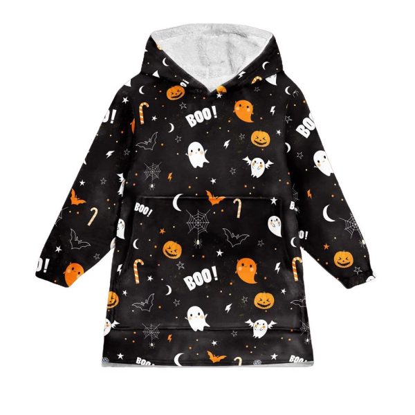 Funny Halloween Ghost Spooky Spider Blanket Hoodie 1