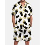 G Black Beer Satin Pajama Set For Men