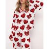 Glitter Heart Valentine Satin Pajama Set For Women 3