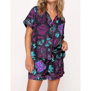 Graffiti Arcane Satin Pajama Set For Women 1